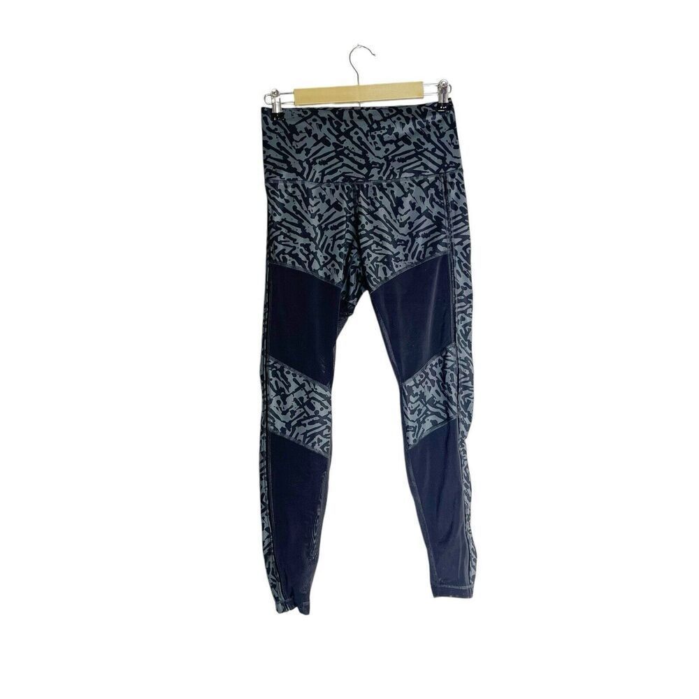 Lululemon Size 8 Hot To Street Leggings Biggie Brushed Animal Coal Black Mesh‎